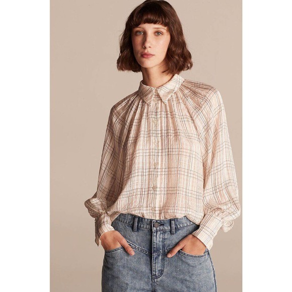 Rebecca Taylor Tops - NWT Rebecca Taylor Silk Jules Plaid Button Blouse White Top Womens Size 6 H14123